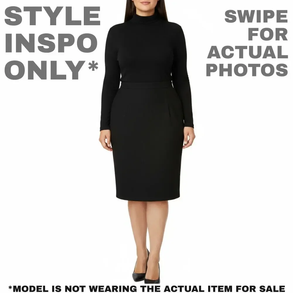 Valerie Stevens II 18W Classic Black Pencil Skirt Plus [0237] - Picture 2 of 9